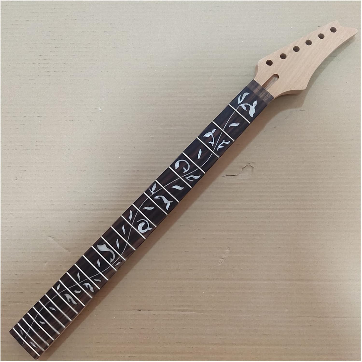 Unfinished 24 Frets Mahogany Electric Guitar Neck Replacement Rosewood Fingerboard Vine Inlay Guitar ​Neck Replacement