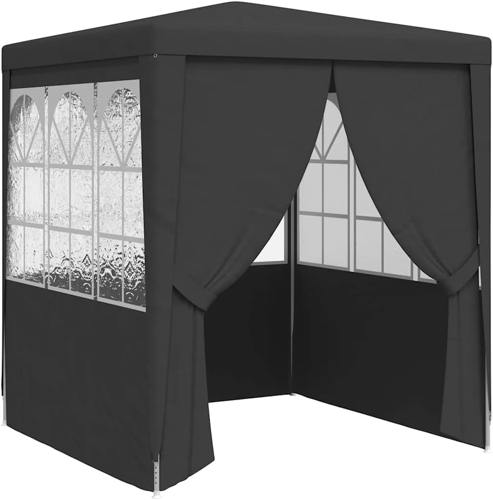 Professional Party Tent with Side Walls, 6.6'x6.6' Anthracite 0.3 oz/ft² PE, Steel Frame Outdoor Canopy for Gatherings Outdoor Structures