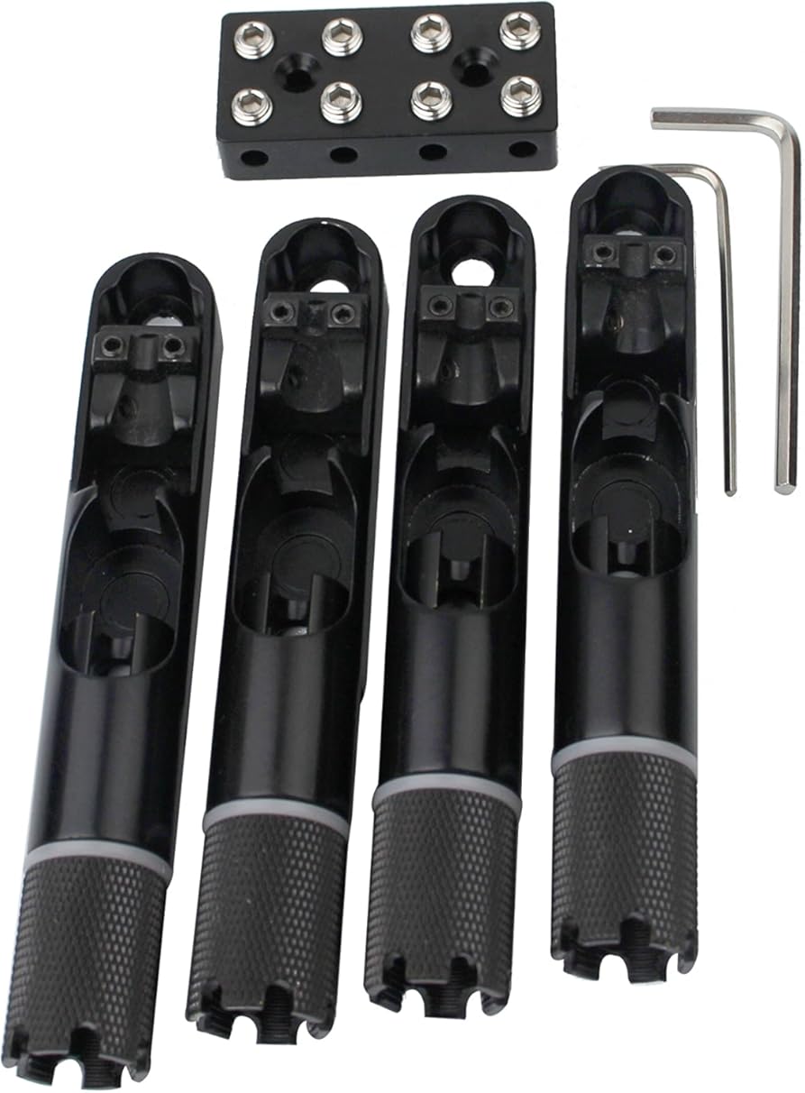 Guyker 4 Pieces Single String Fan Bass Bridge - Headless Fixed Fanned Bridges for Electric Bass GB100, Black