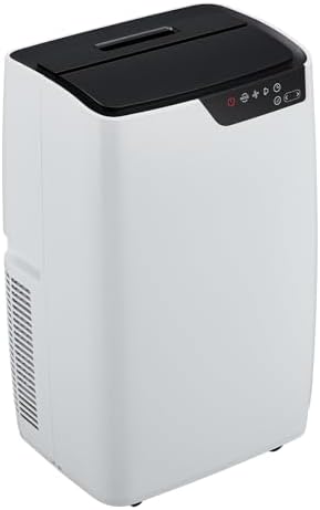 12000 BTU Portable Air Conditioner, Cools Rooms Up to 550 Sq.Ft, 3-in-1 Function with Cooling, 3 Fan Speeds & Remote Control, 24h Timer for Customized Use, Ultra-Quiet Operation, Sleek White and Black