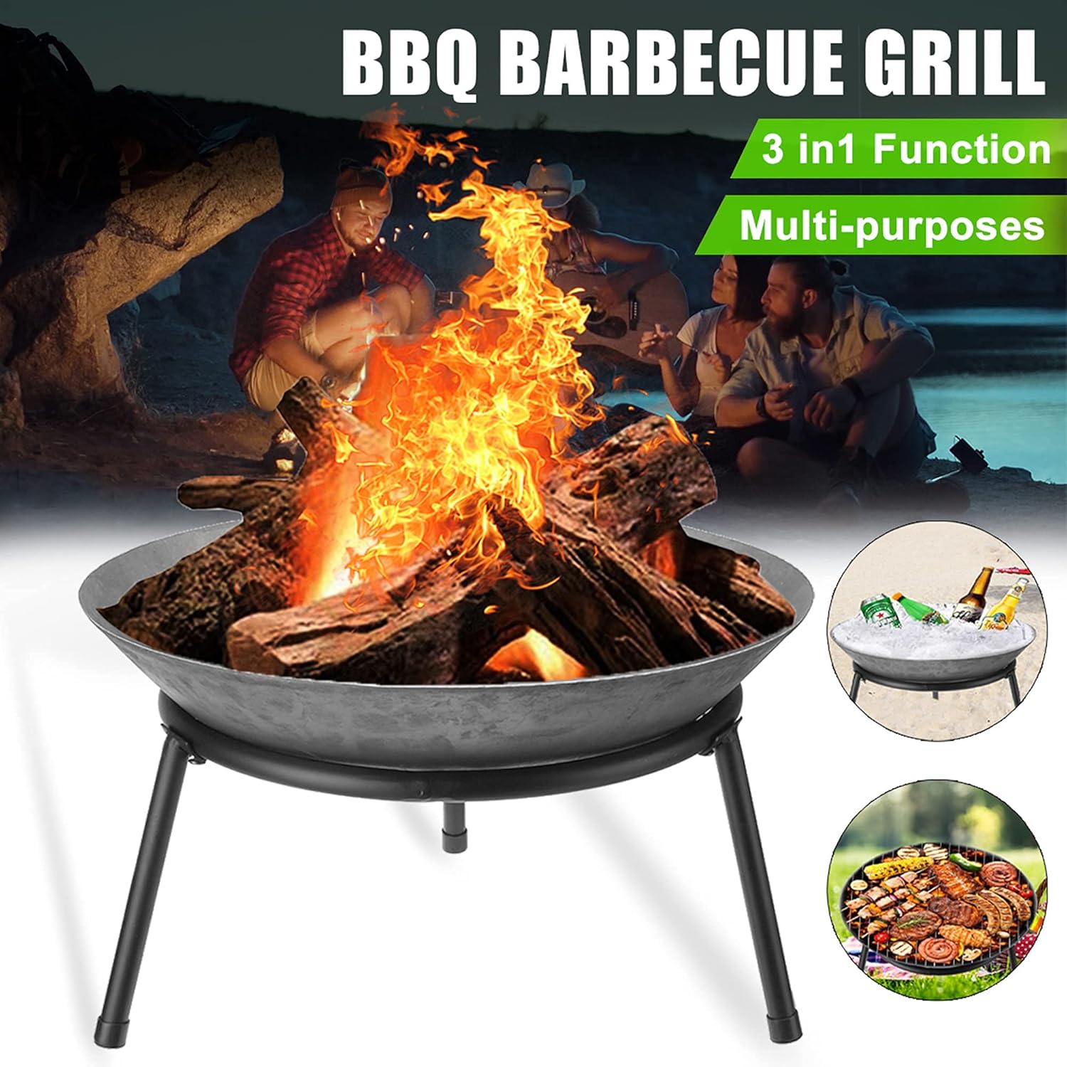 Outdoor Fire Pits & Bowls, Cast Iron Brazier Stove Charcoal/Wood Burning Stove Heating Brazier, BBQ Grill Firepit Bowl, Patio Heater Backyard Garden Heating Basin