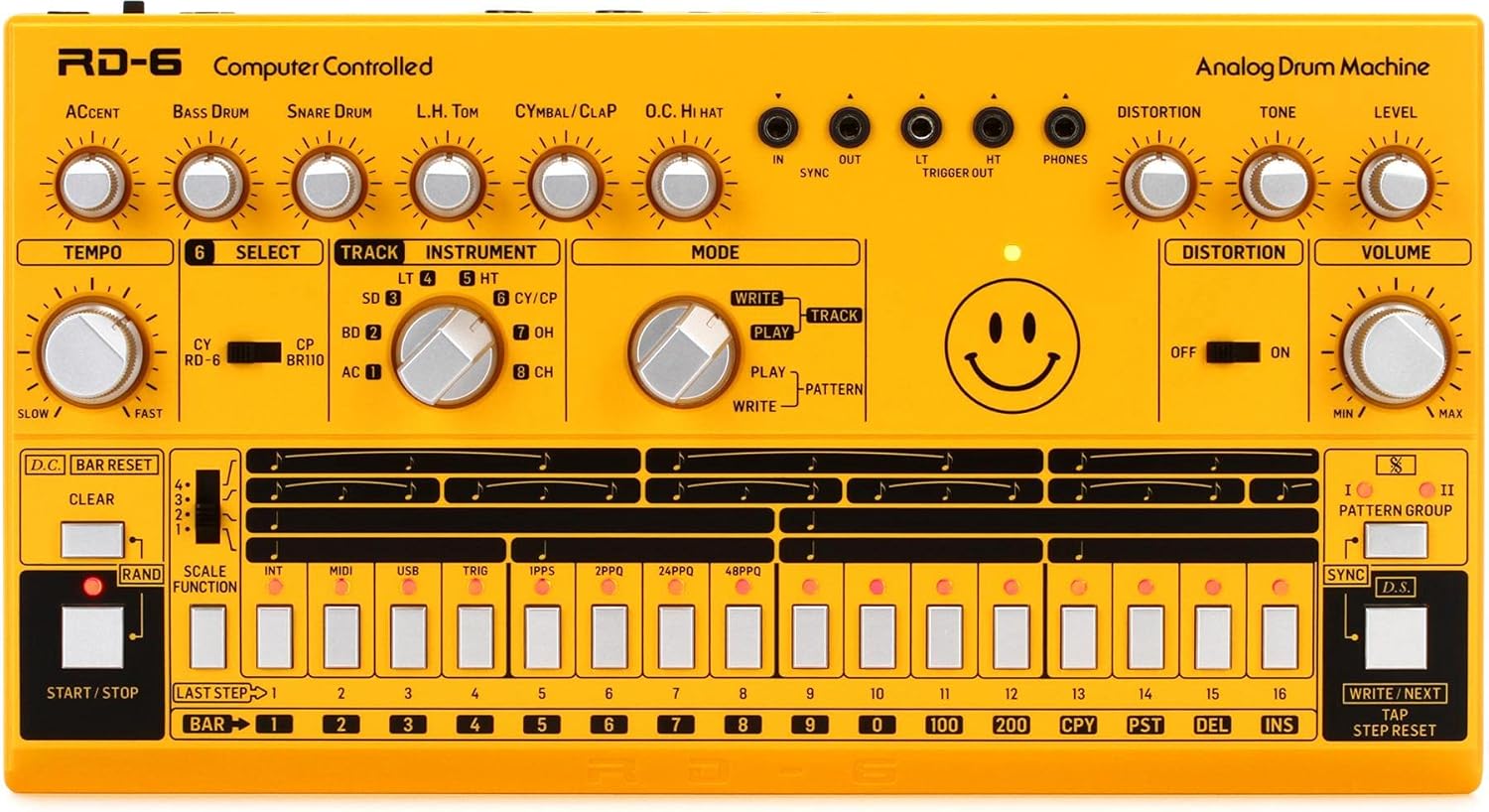 Behringer RHYTHM DESIGNER RD-6-AM Analog Drum Machine with 8 Drum Sounds, 64 Step Sequencer and Distortion Effects