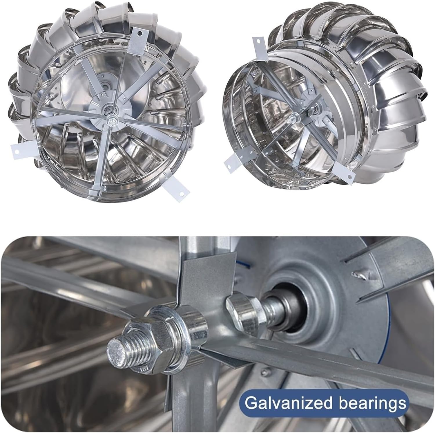 Roof Wind Turbine Vent Cap - Leak-Proof Round Chimney Fan for Attic Air Ventilation, 160mm Rotating Cap for House, Factory & Farm Use, Efficient Wind Turbines Vent System