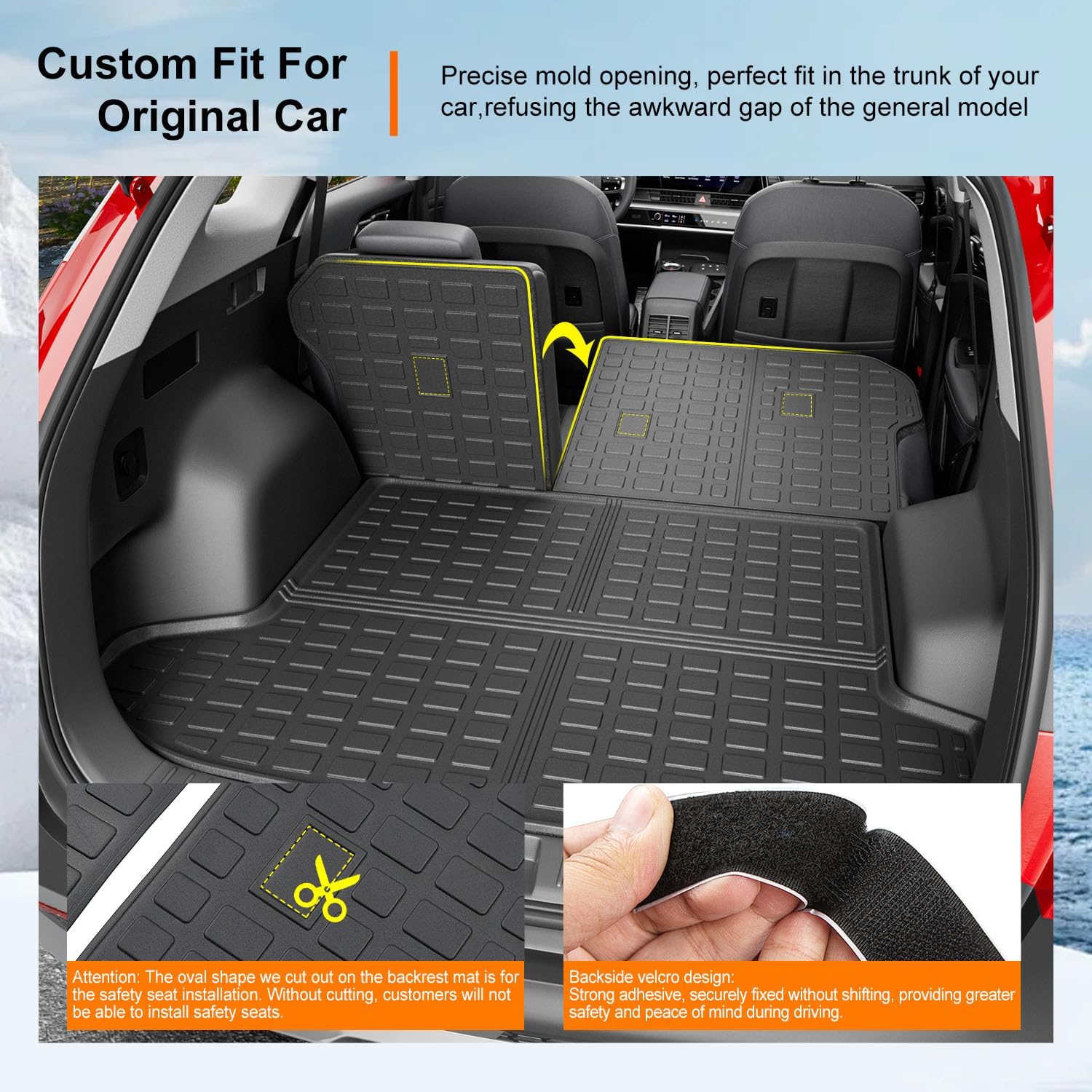 powoq Fuel&Hybrid Cargo Mat Compatible with 2023-2026 Kia Sportage Cargo Liner Trunk Mat TPE Backrest Trunk Liner Replacement for 2023 2024 2025 2026 Kia Sportage Accessories