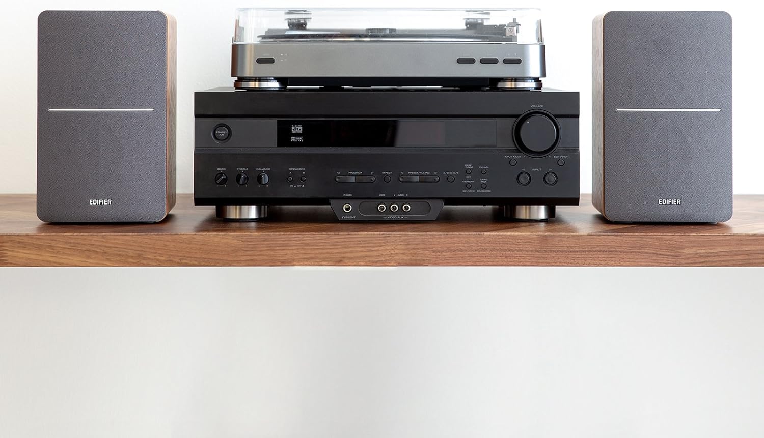 Edifier P12 Passive Bookshelf Speaker - 2-Way Speakers with Built-in Wall-Mount Bracket - Wood Color, Pair - Needs Amplifier or Receiver to Operate