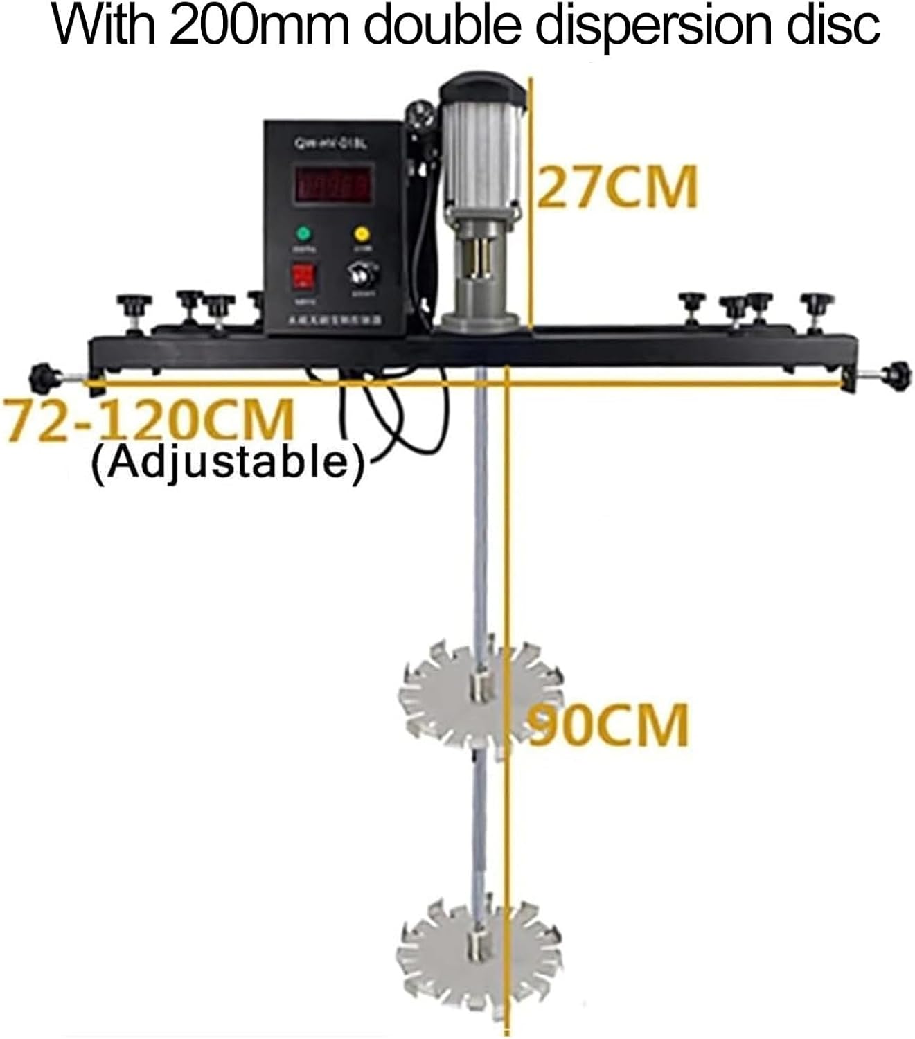 Commercial Barrel Drum Stirrer, 1 Ton Paint Stirring Machine, with Support Hanger, 0-3000Rpm Speed Adjustment, Folding Propeller, for Ink Dissolver Agitator,P,Packagec