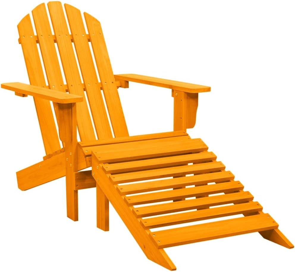 Patio Chair Patio Adirondack Chair with Ottoman Solid Fir Wood Orange