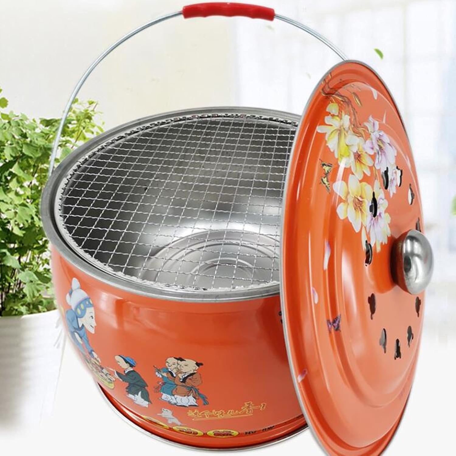 Fire Pit Creative Portable Fire Pit, Hand-Painted Printing Outdoor Fire Pits & Bowls, Wood Burning BBQ Grill Firepit Bowl, for for Patio Garden Bonfire Garage d