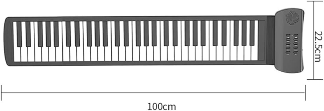 61-Keys Foldable Roll-up Piano Portable Silicone Electronic Keyboard for Beginners Compact and Lightweight Hand Roll Instrument for Travel and Home Use