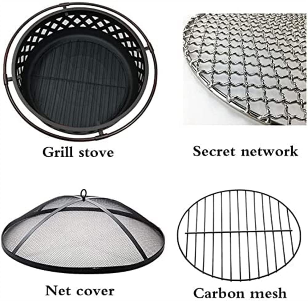 Fire Pit, Wood Burning Pit, Outdoor Brazier, Camping Fire Pit, Great for Outdoor and Patio, Bonfire, Black