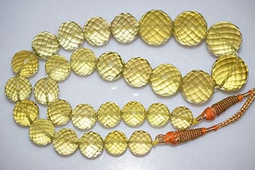 Beautiful Natural Lemon Quartz Round Faceted Beads Necklace-Lemon Quartz Round Faceted Necklace,12-19.50 mm,16