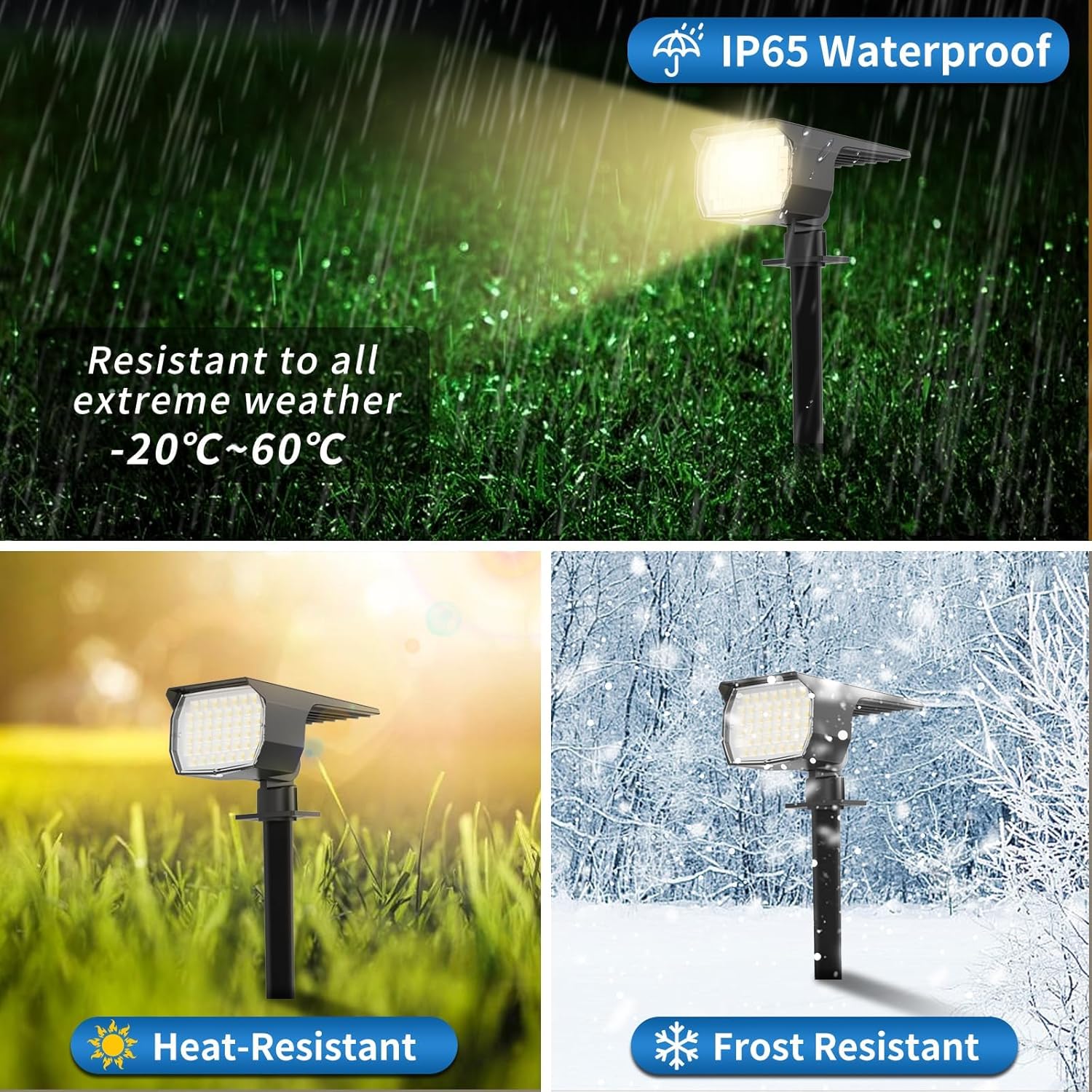 Solar Spot Lights Outdoor Waterproof IP65, 12 Pack Landscape Spotlights with 46 LEDs, 3 Modes Auto On/Off Solar Powered Flood Lights for Outside Pathway, Yard, Garden, Walkway (Warm White)