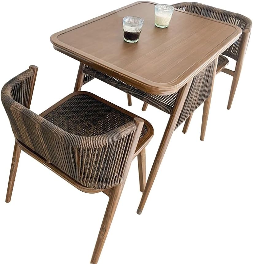 3 Pieces Patio Bistro Set, Garden Furniture Set with Glass Table and 2 Folding Chairs, Metal Outdoor Dining Conversation Set for Balcony Yard Poolside