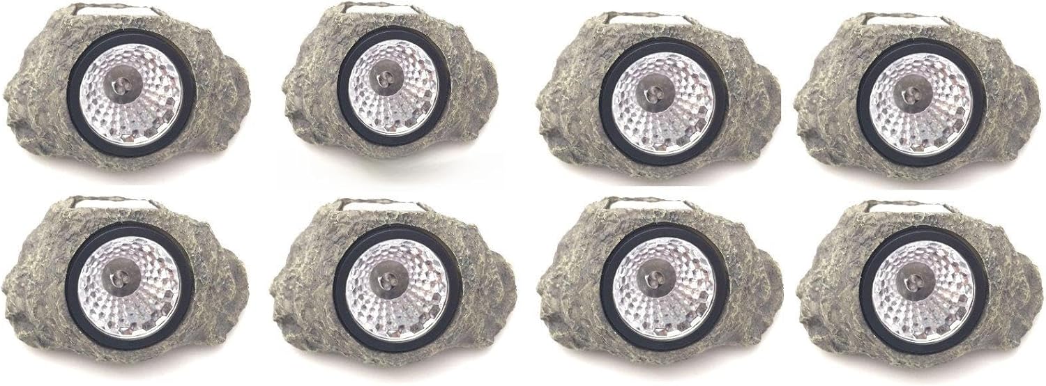Solar Powered Rock Landscaping Spot 3-LED Light Garden Outdoor Stone Patio Sun (8)