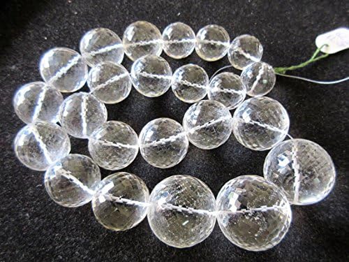 13 inch natural beads strand of 27-17mm faceted round crystal quartz gemstone beads for DIY jewelry - necklace, bracelet, earring, ring.