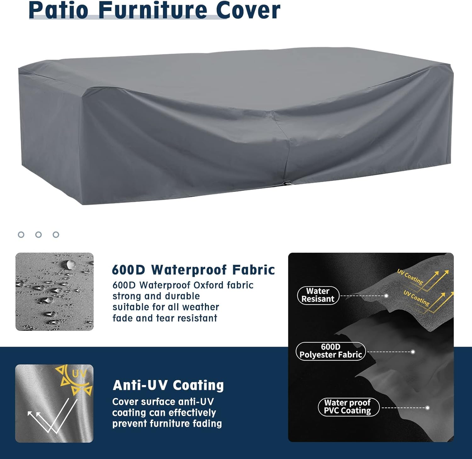 Amopatio Outdoor Patio Furniture Set 7 Pieces Patio Conversation Set Sectional Couch Sofa with All-Weather Cover, Glass Table & Thicken Cushion Fits Garden Yard Porch