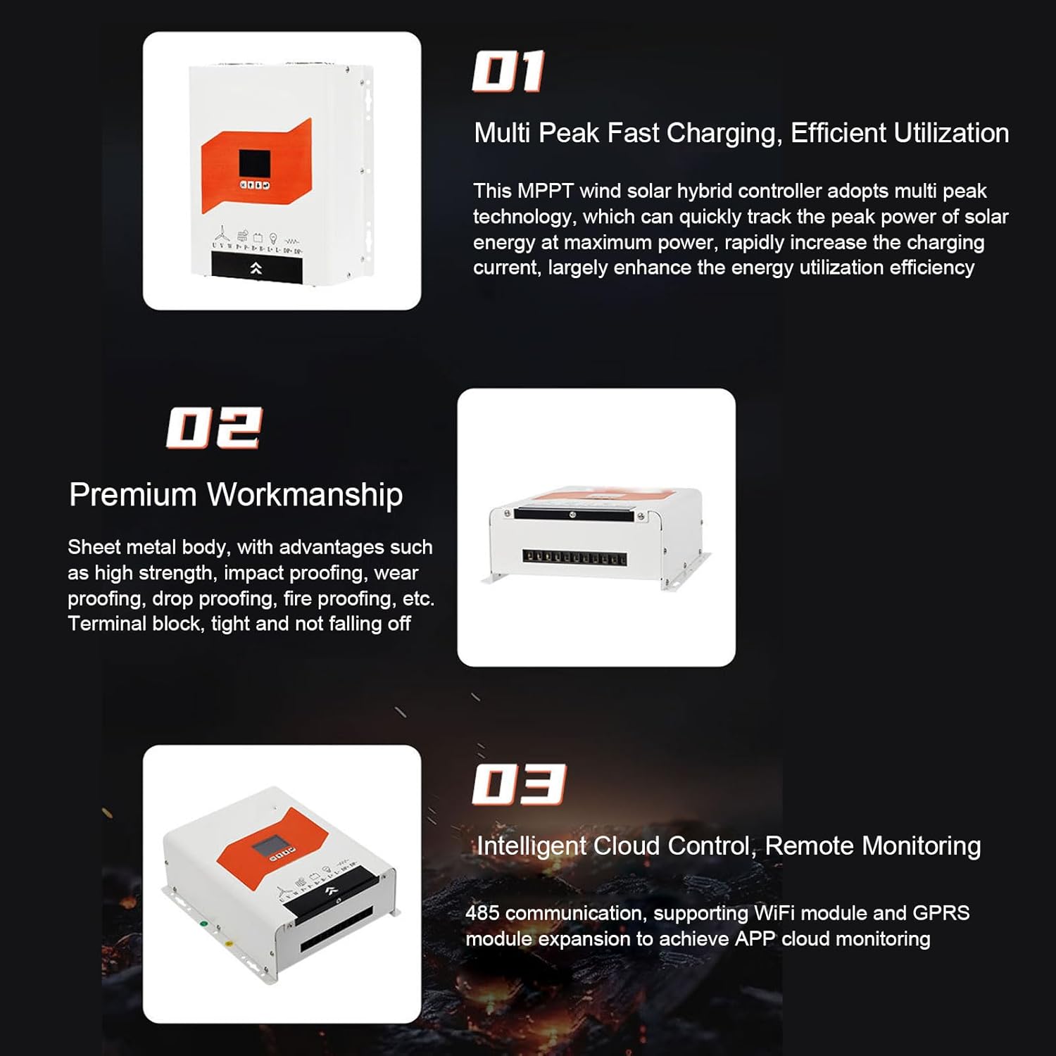 Eujgoov 1500W MPPT Wind Solar Hybrid Charge Controller Auto Off Grid Controller for 800W Wind with 700W Solar Panel
