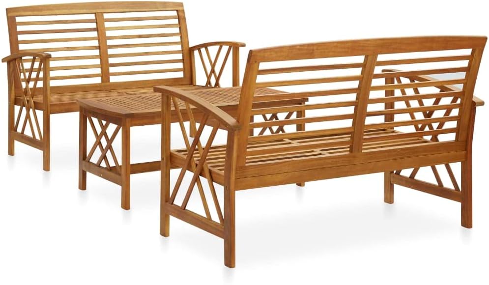 Patio Set 3 Piece Patio Lounge Set Solid Acacia Wood