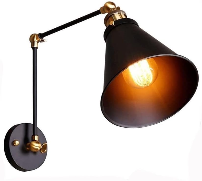 Wall Lamps, Swing Arm Wall Lamp, Retro Industrial Folding Wall Sconce, Adjustable Metal Hardwire Lighting Fixture, for Bedroom Living Room Hallway Loft Cafe Cellar