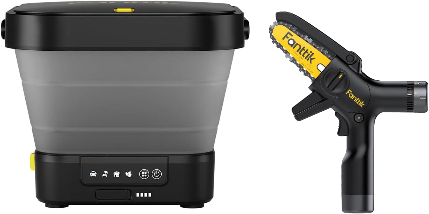 Fanttik NB8 Fold Cordless Pressure Washer & Fanttik TurboLite W10 APEX External Rotor Brushless Motor Mini Chainsaw Cordless