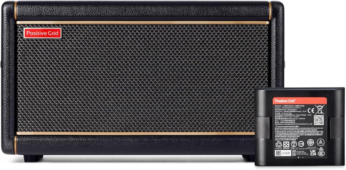 Positive Grid Spark 2 + Spark Battery Bundle – 50W Smart Guitar Practice Amp & Bluetooth Speaker with Built-in Looper, AI Features & Smart App for Electric, Acoustic, & Bass Guitar