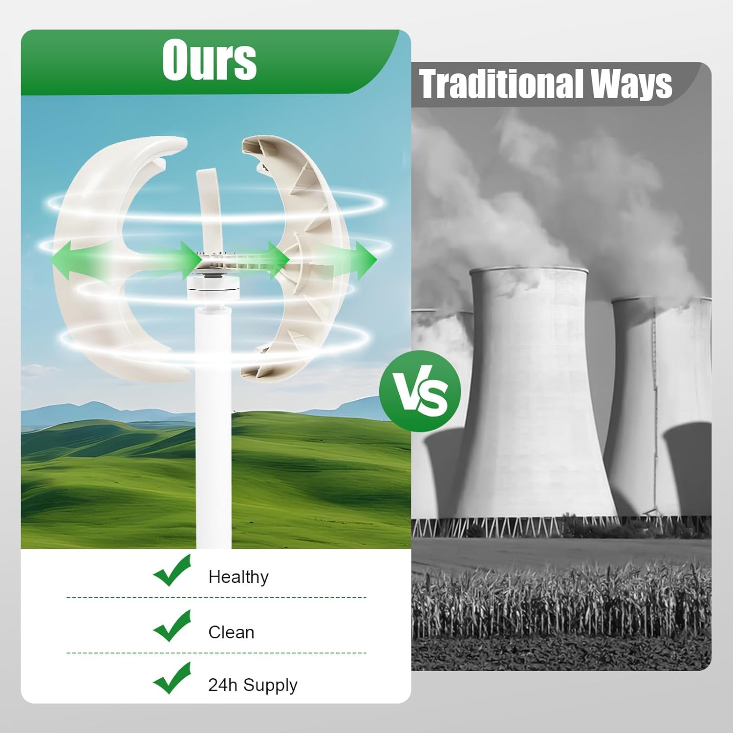 Wind Turbine Generator with 600W Output, 600W Vertical Axis Wind Turbine with Controller, Durable Nylon Blade Wind Generator for Off Grid Solar Wind Systems