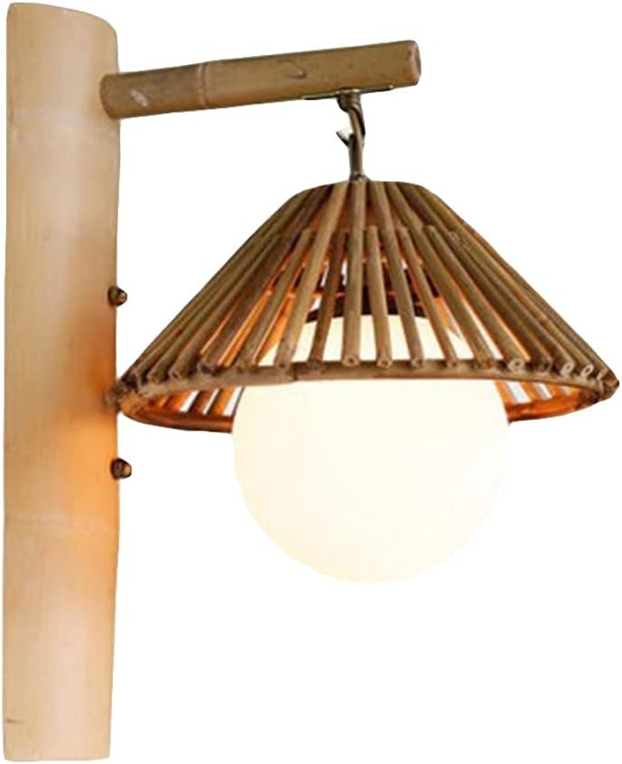 Outdoor Wall Lamp, Chinese Style Outdoor Wall Lighting Fixtures,E27 Screw Bulb Bamboo Art Outdoor Porch Lamp,for Courtyards Passages Stairs Farmhouse Outdoor Wall Lamp