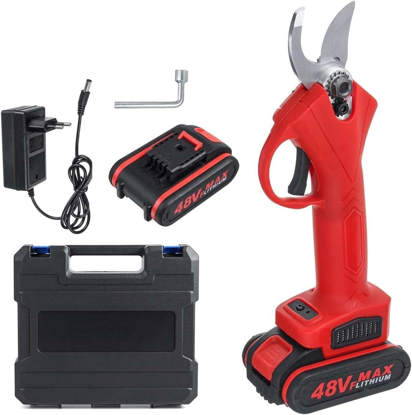 Electric Pruning Shears Tree Branch Pruner 48VF Electric Cordless Pruner Pruning Shear with 9000mAh Lithium- Battery Efficient Fruit Tree Bonsai Pruning Cutter Sharp, Powerfu(1 Battery)