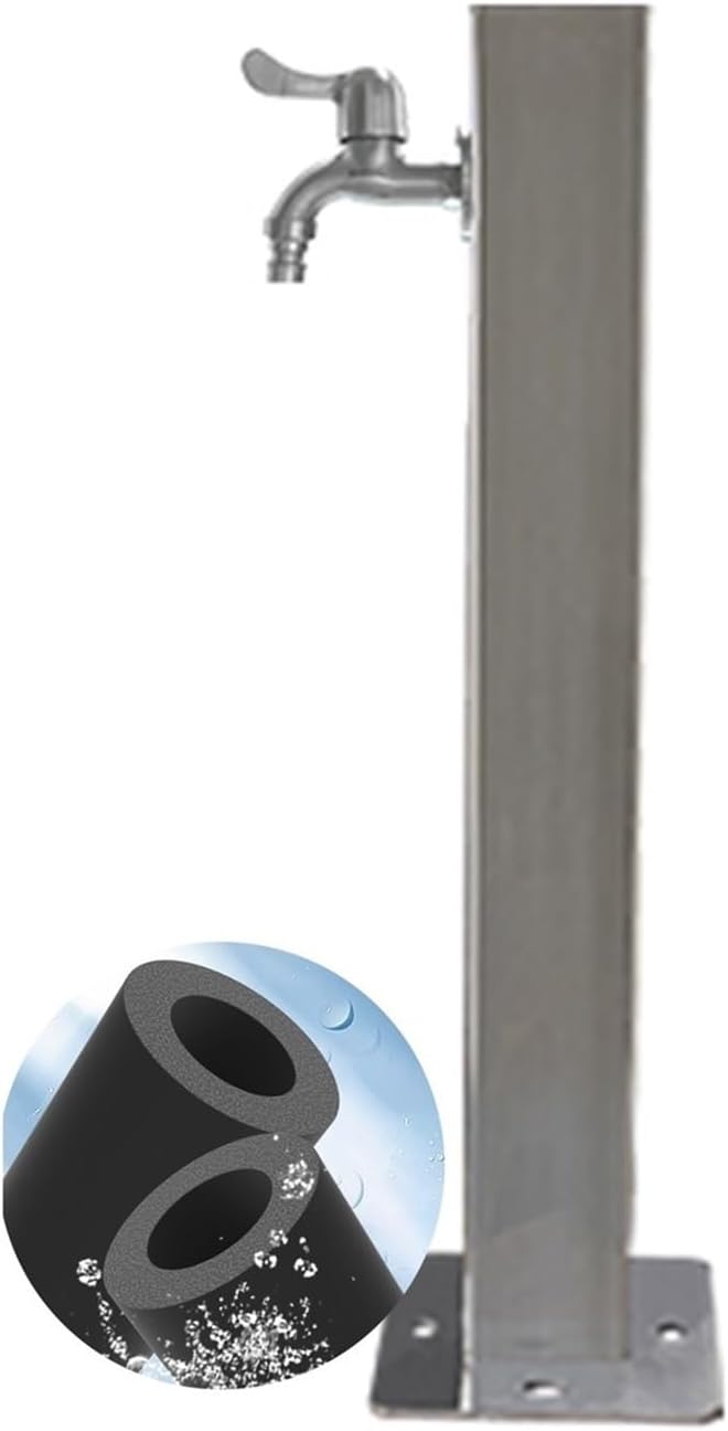 304 Stainless Steel Vertical Garden Water Column, Outdoor Antifreeze Faucet Post Stand, Patio Freestanding Irrigation Hose Stand for Yard Home Pool(Silver,6X60cm-2pcs)