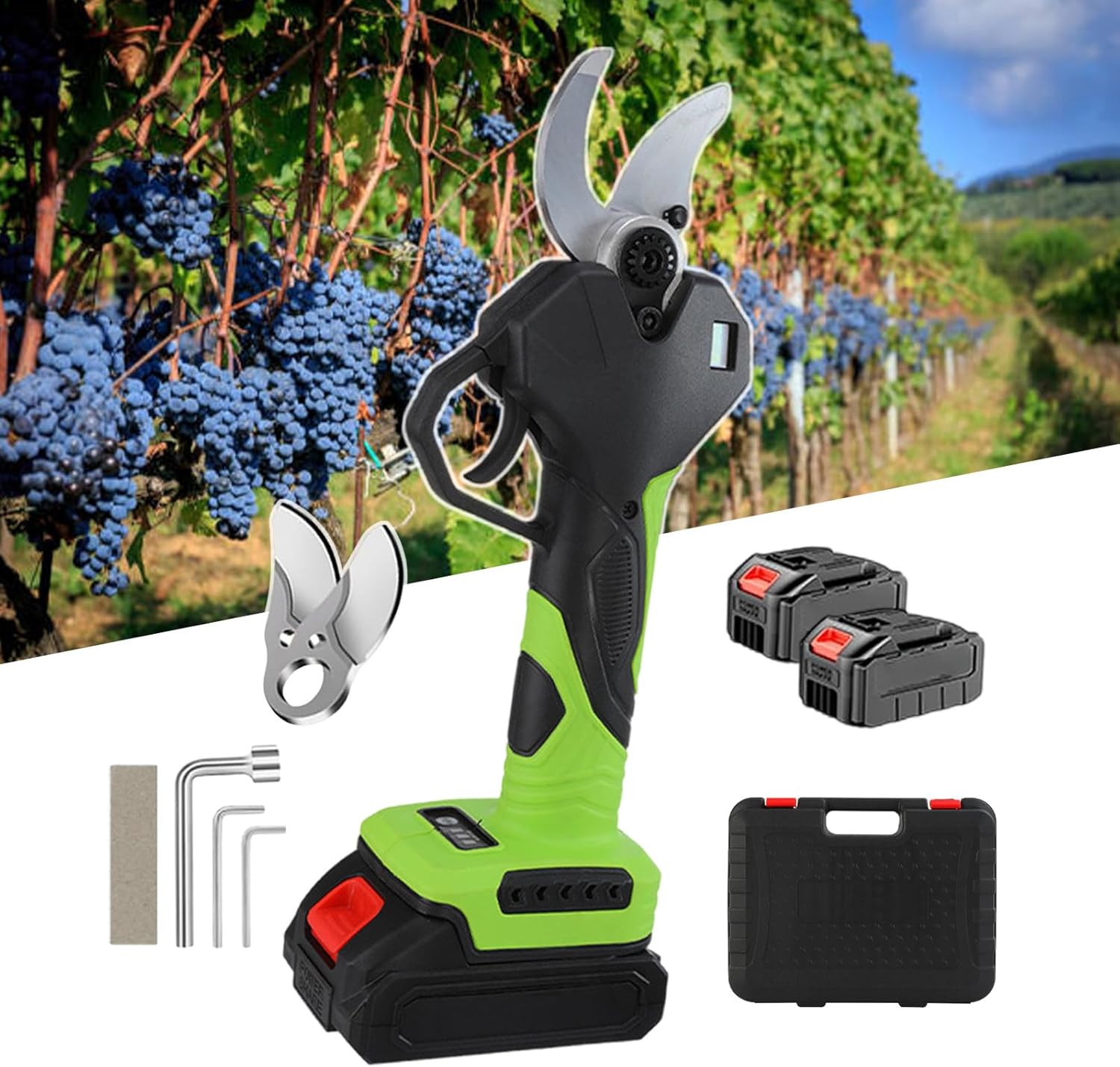 Electric Pruning Shears, 980 W Professional Cordless Secateurs, with 1500 mAh Battery Pack, 35 Mm Cutting Diameter, for Flowerbed, Orchard, Farm, Parks