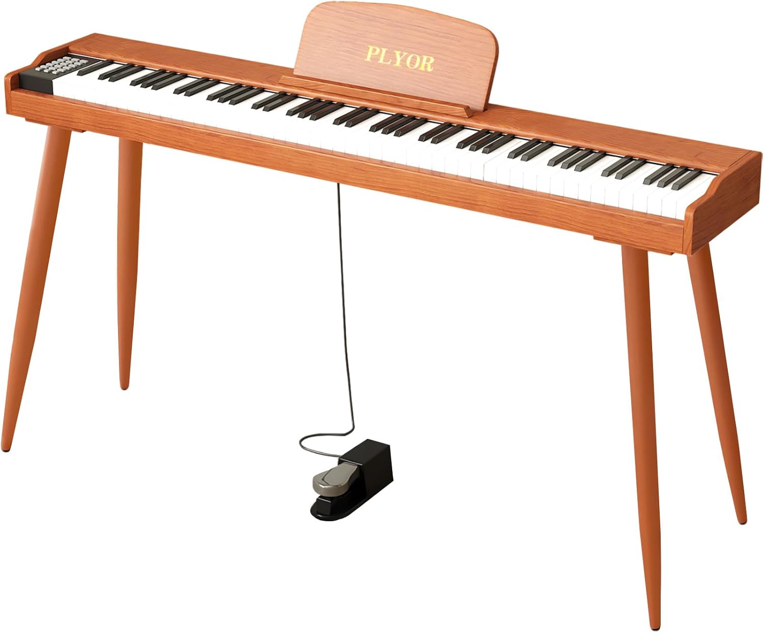 88 Key Digital Piano Keyboard with Stand & Sustain Pedal, Full-Size Semi Weighted Electric Piano for Beginners/Learners, Home Professional Piano with Headphone Jack, MIDI Connectivity, Brown