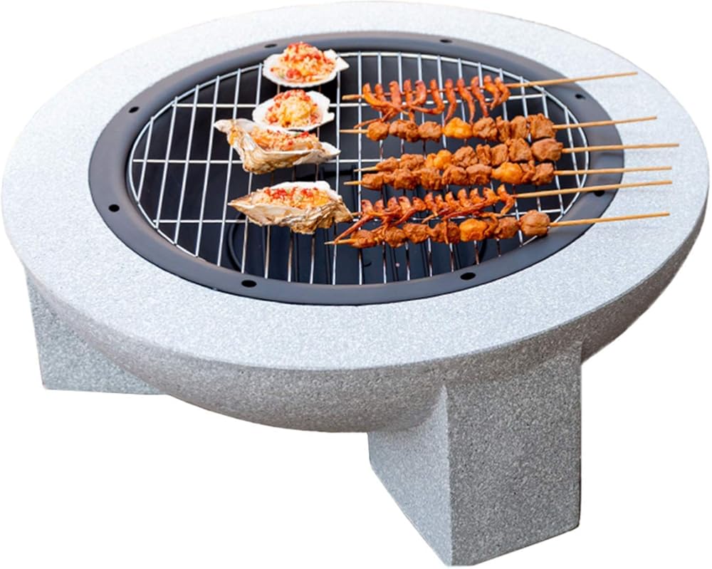 Fire Pit with Grill Shelf, Fire Bowl for Garden and Patio, Outdoor garden fire pit with mesh cover 71 x 29cm with Poker