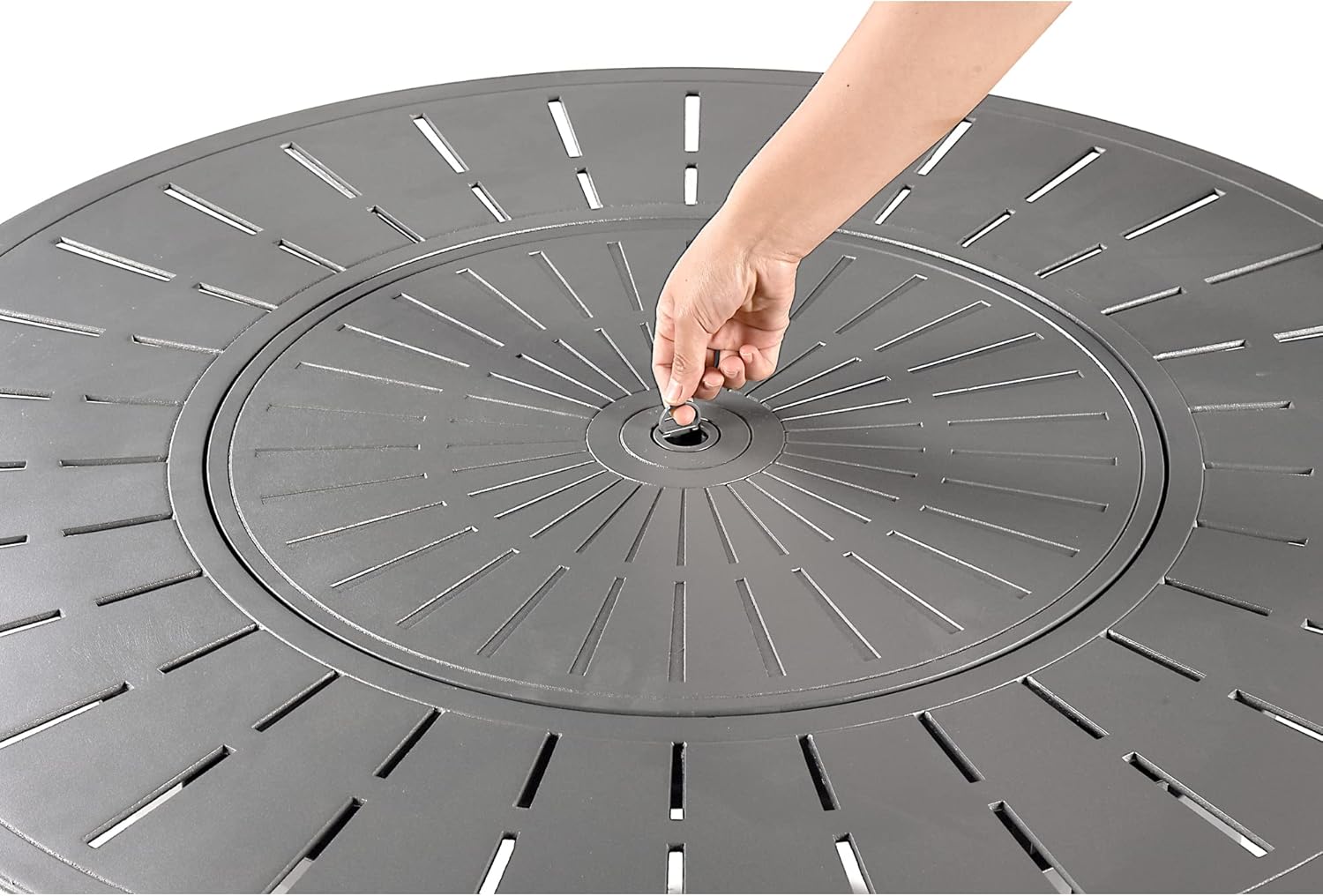 Oakland Living Round 44 in. x 44 in. Aluminum Propane Fire Pit Table with Glass Beads, Two Covers, Lid, 57,000 BTUs in Grey Finish