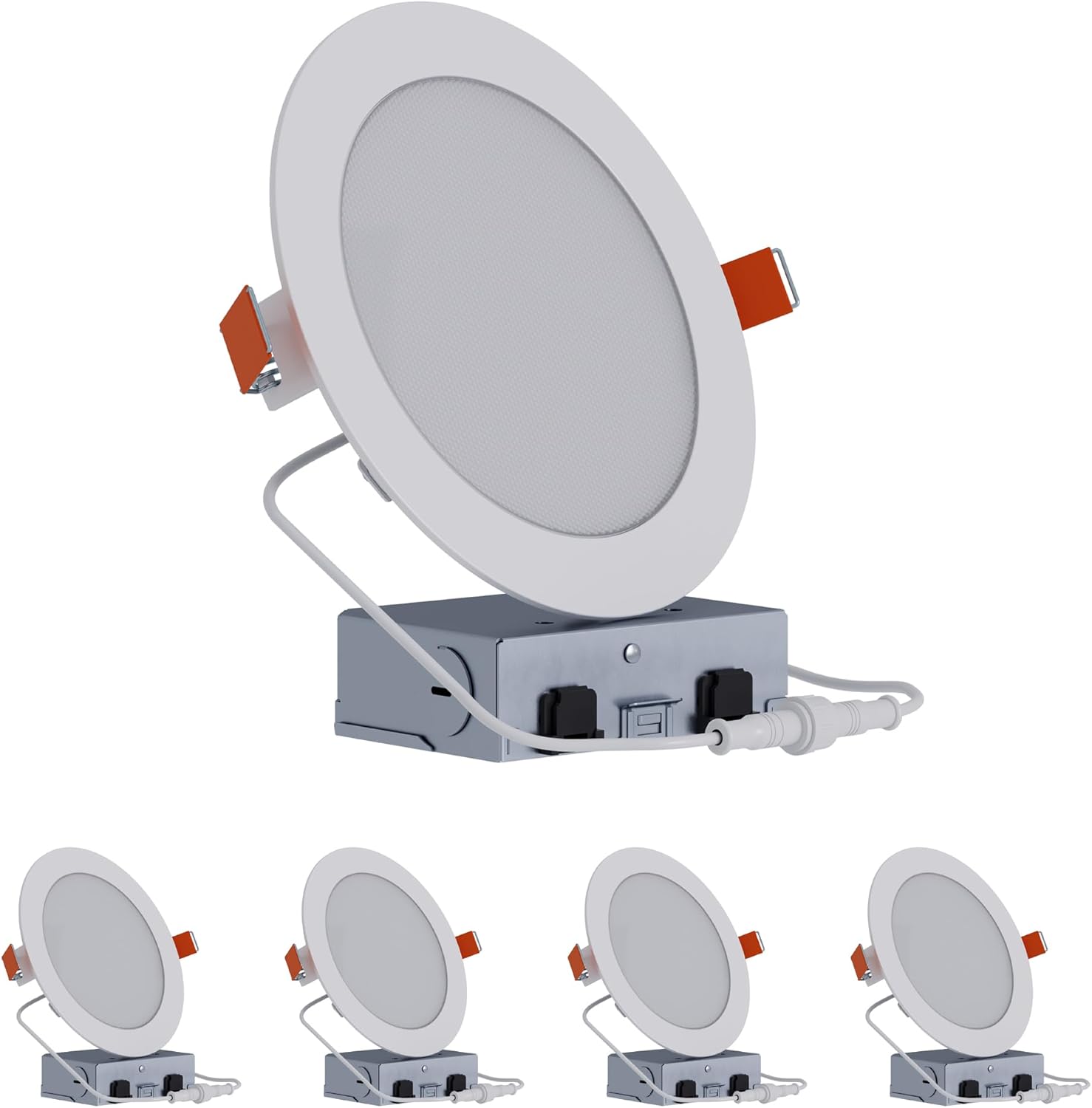 HALO HLB 6 inch LED Recessed Lighting Canless Dimmable Ceiling and Shower Light with Selectable Lumens and Color Temperature 2700K-5000K Wet Location Indoor Outdoor Sofit Downlight - HLBLSFS5-4PK