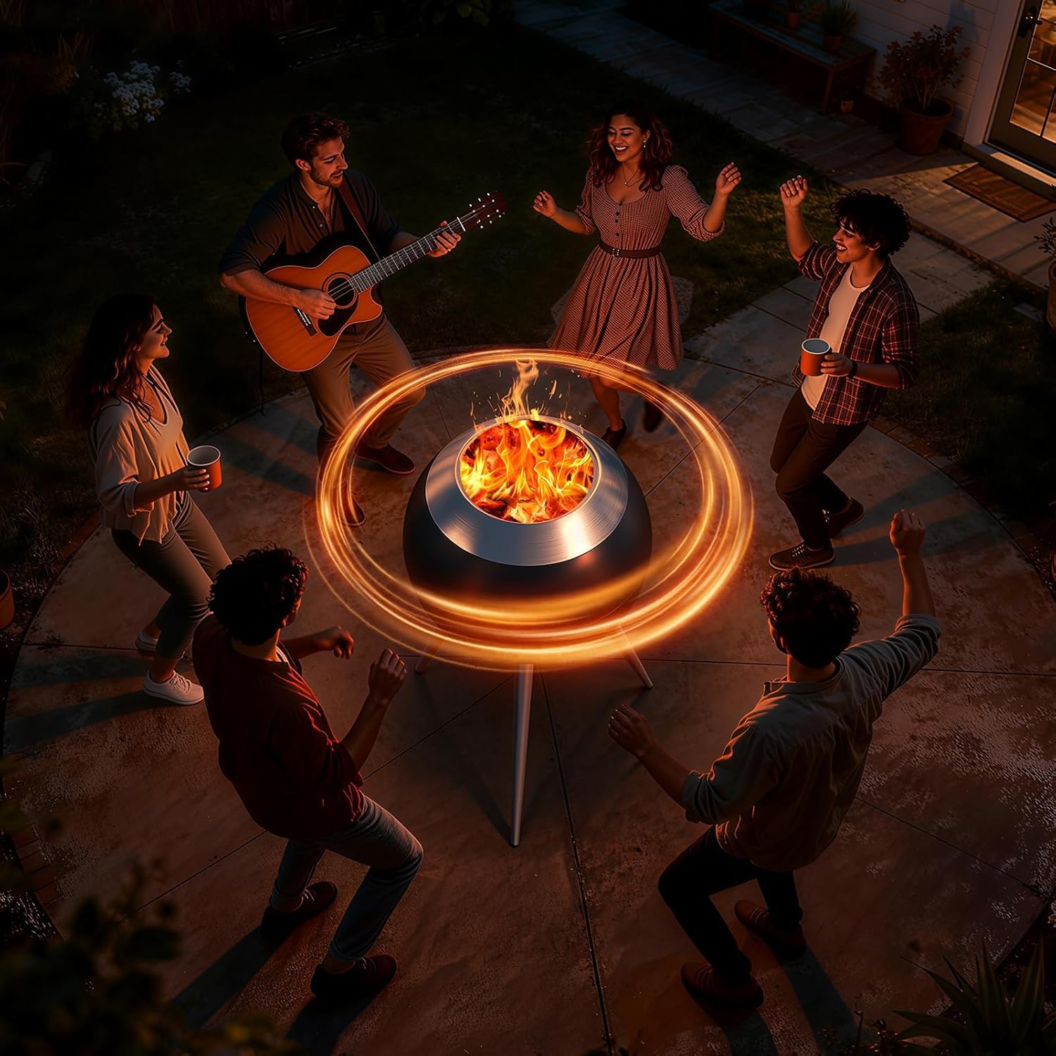 Smokeless Fire Pits for Outside,Solo Bonfire Fire Pit with Removable Ash Pan,304 Stainless Steel Liner Heightening Outdoor Heater, Enhanced Airflow and Easy Cleanup