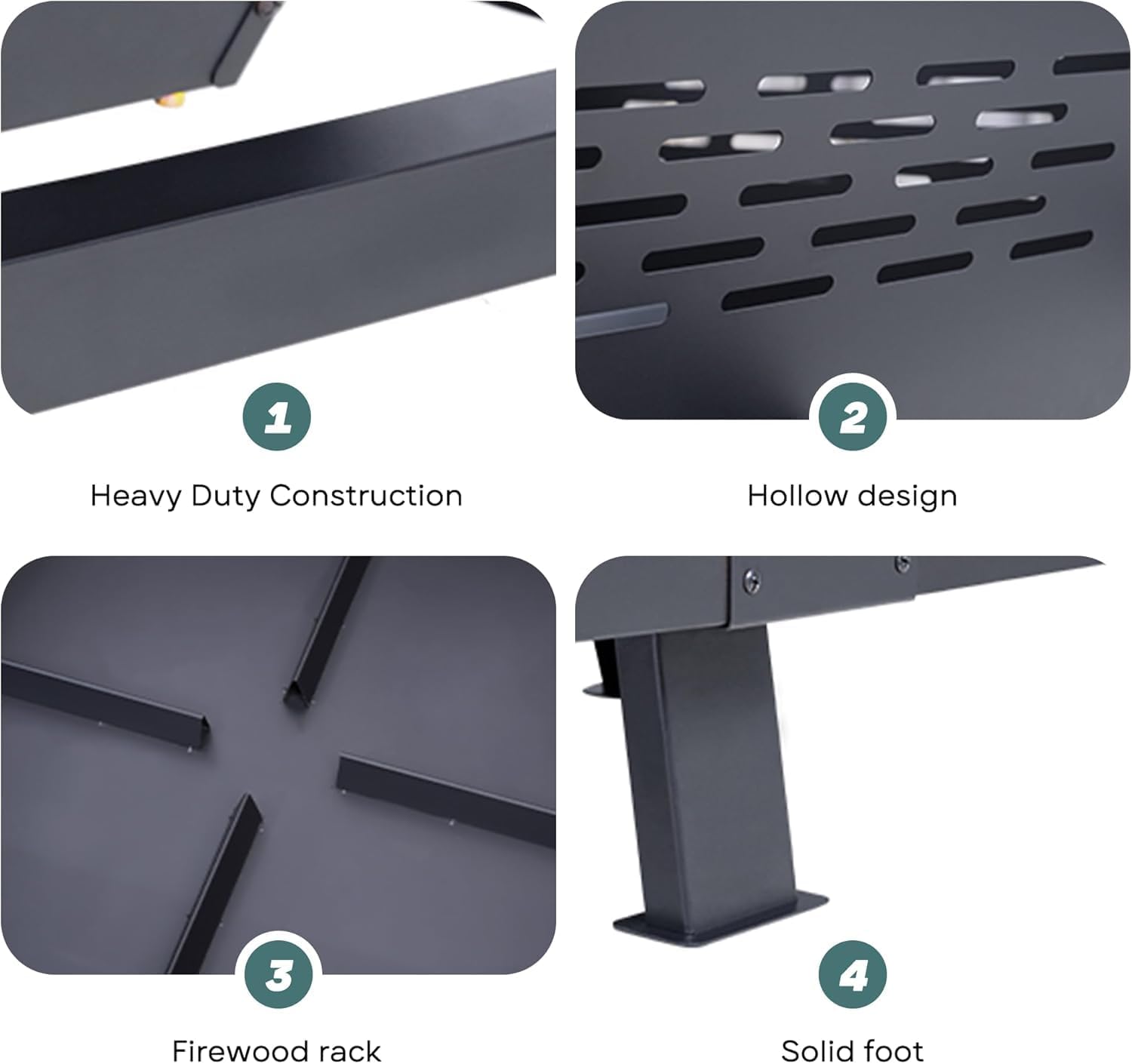 47 Inch Fire Pit for Outside, Outdoor Wood Burning Firepit with Poker, Heavy Duty Fire Pit for Camping, Backyard, Patio