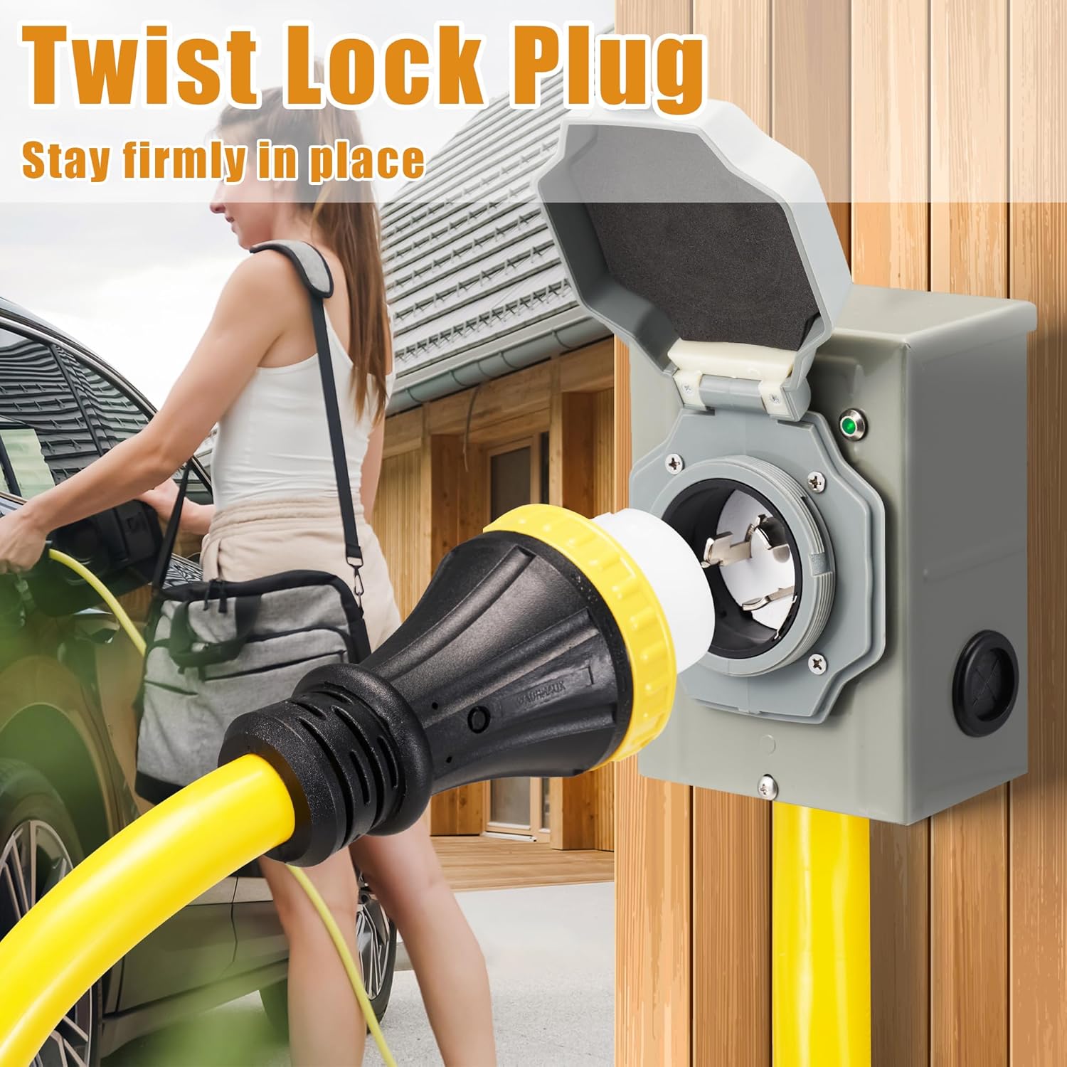 50 Amp 15FT Generator Cord and Inlet Box Kit, NEMA 14-50P to SS2-50R, 125/250V, Heavy Duty Extension Cord, Pre-Drilled Inlet Box, Waterproof Twist Lock Connector, ETL Listed for RV Camper