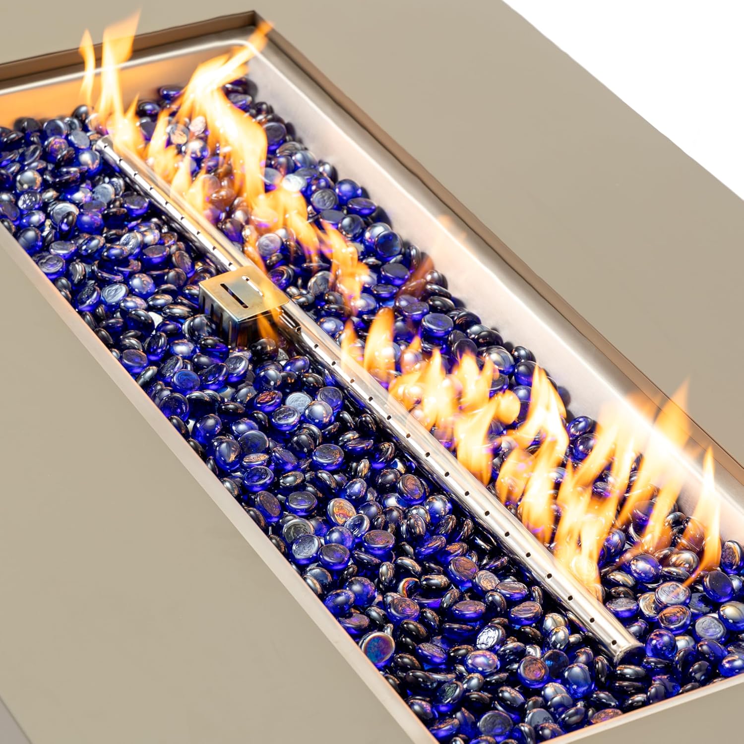 48 Inches Black Wood Grain Fire Pit Table for Living Room – Outdoor & Indoor Use, Elegant Design, Cozy Gatherings & Warm Ambiance (1 Doors)