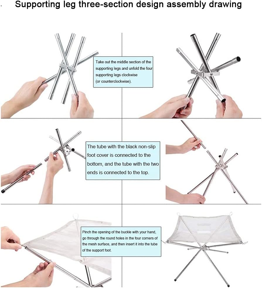 Home Folding Fire Pit Garden Party Bonfire Stand Outdoor Bonfire Equipment Stainless Steel Foldable Carbon Stove, Bearing 5kg