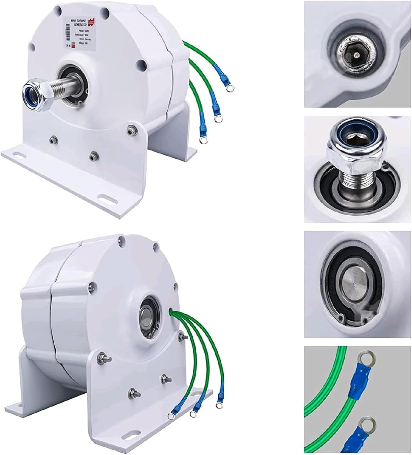 800W Low RPM Permanent Magnet Qenerator, 3 Phase Gearless Permanent Magnet Generator 12V 24V 48V AC Alternator Water Wind Turbine Generator with Rectifier,48V