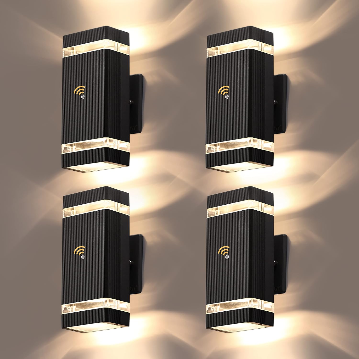 LMP 4 Packs Dusk to Dawn Outdoor Lighting, Wall Sconce with 5w LED Bulbs, Outside Lights for House IP65 Waterproof Aluminum Up and Down Outdoor Lights for House, Garage, Porch, Doorway