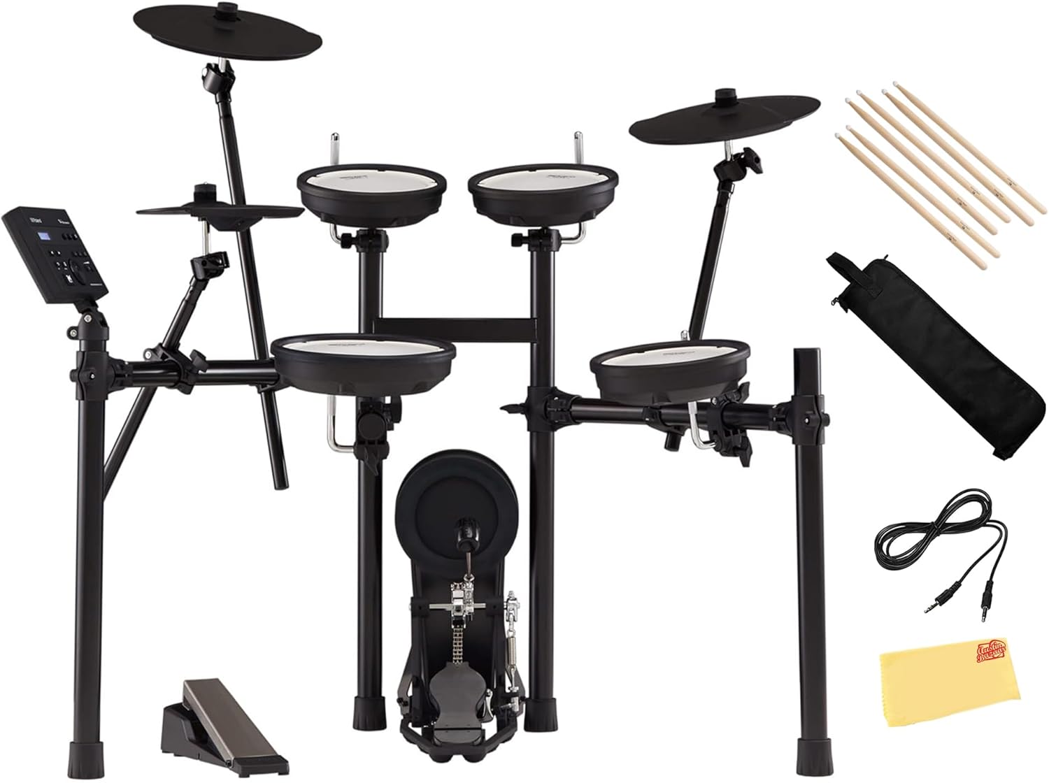 Roland V-Drums TD-07KV Electronic Drum Set Bundle with Drumstick Bag, 3.5mm Audio Cable, 3 Pairs of Drumsticks, and Austin Bazaar Polishing Cloth