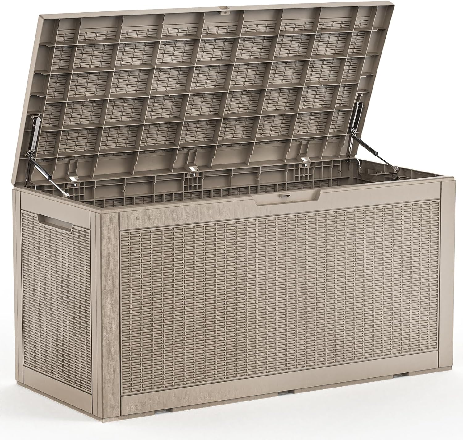 120 Gallon Waterproof Outdoor Storage Box, Lockable Large Deck Box Waterproof Resin Storage Bin with Lid for Patio Furniture Cushions Garden Tools (Gray, 120 Gallon)