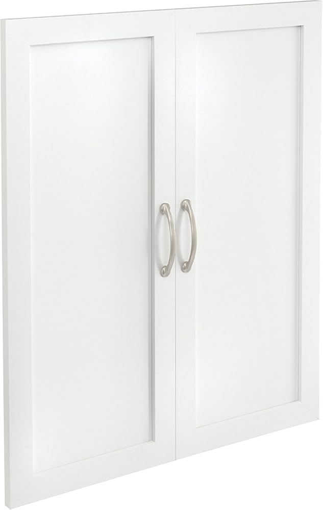 ClosetMaid SuiteSymphony Wood Closet Door Set Pair, Add On Accessory, Shaker Style, for Storage, Clothes, for 25 in. Units, Pure White/Satin Nickel