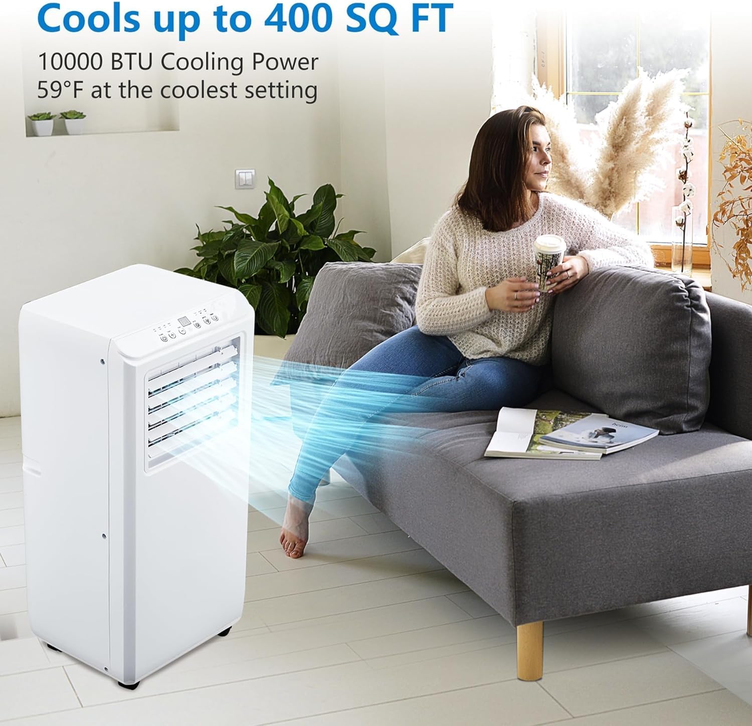Portable Air Conditioners, Efficient 3 in-1 Portable AC Unit with Sleep Mode,10000 BTU, Dehumidifier, Remote Control, Quiet Cooling Room Air Conditioner, Portable AC for Bedroom, Office, Apartmen