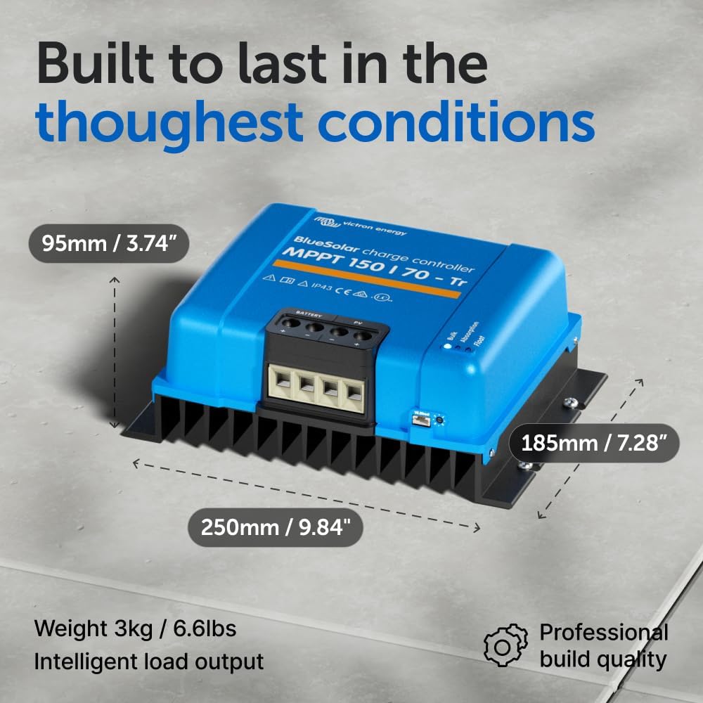 Victron Energy BlueSolar MPPT Tr Solar Charge Controller - Charge Controllers for Solar Panels - 150V, 70 amp, 12/24/36/48-Volt