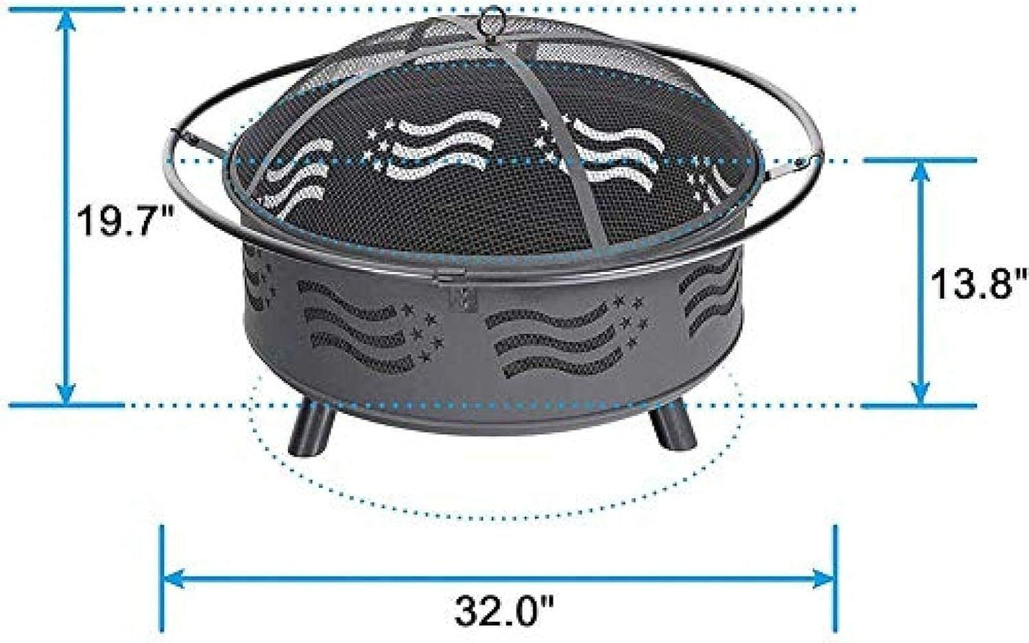 Fire Pit BBQ Grill Fire Bowl Heavy Outdoor Brazier with Stove Brazier and Screen Included