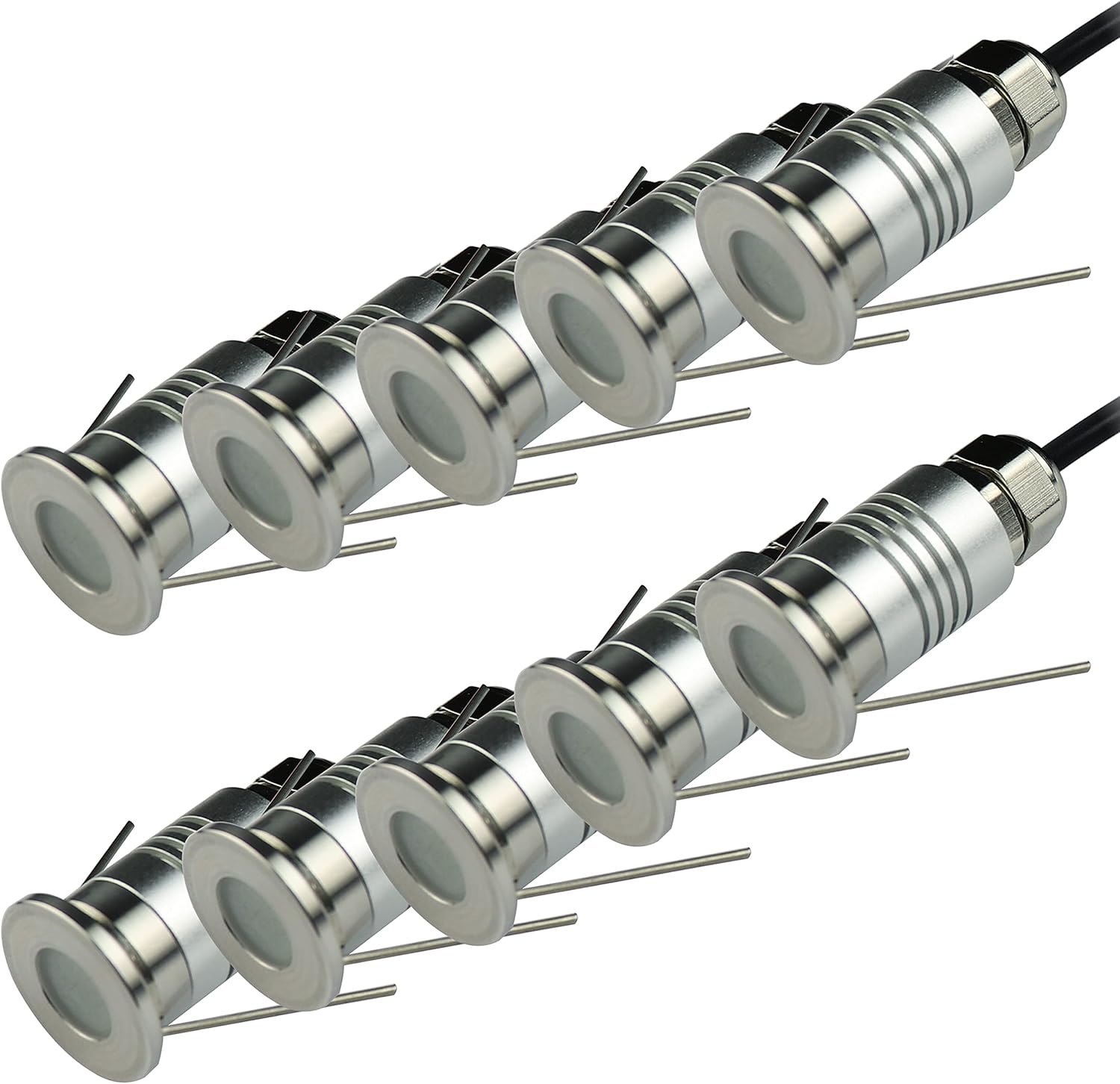 LED Mini In-Ground Well Light-Finger Size,1W 12V DC,120° Wide Beam Angle,IP67 Waterproof,Recessed Marker Indicator Underground Outdoor Landscape Lighting,Warm White-3000K (10 Pack)