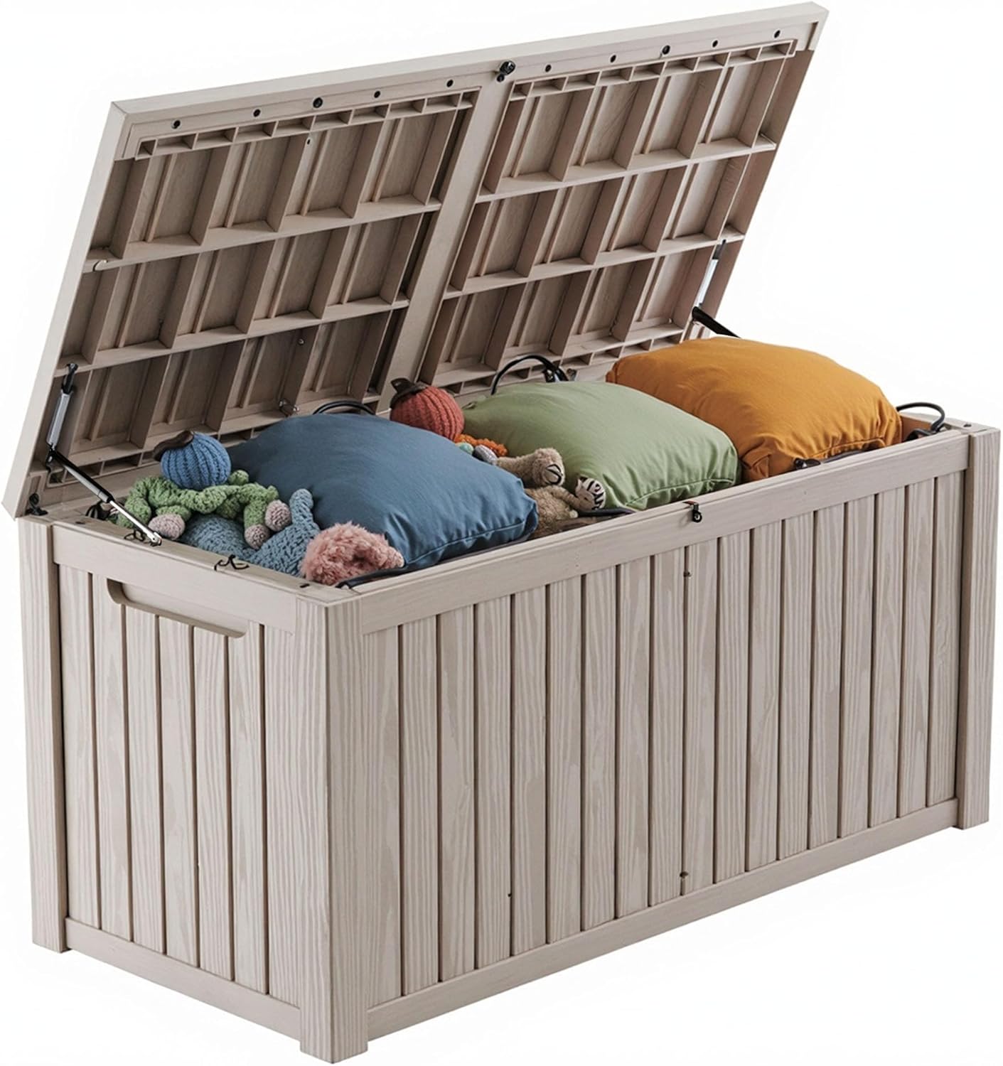 Zapdos Outdoor Storage Box, 180 Gallon Resin Deck Box Resin Patio Storage Box Bin for Furniture Cushions Garden Tools, Waterproof Lockable Large Outside Storage Boxes, Grey