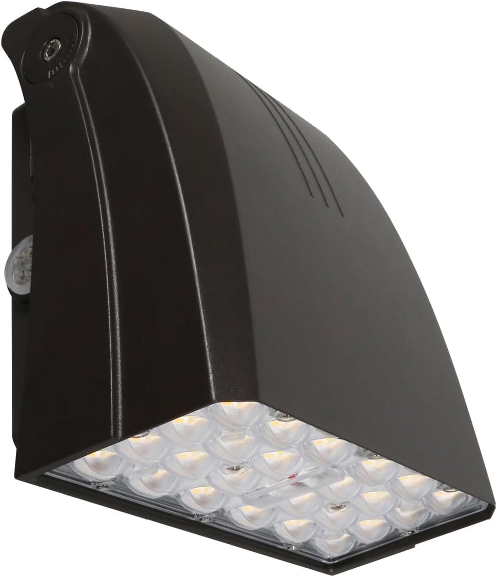 LEDVANCE Dual Selectable Slim LED Wall Pack, 10/20/30W, Dimmable, 3 CCT Selectable 3000/4000/5000K, 80 CRI, Photocell, Bronze - 1 Pack (62878)